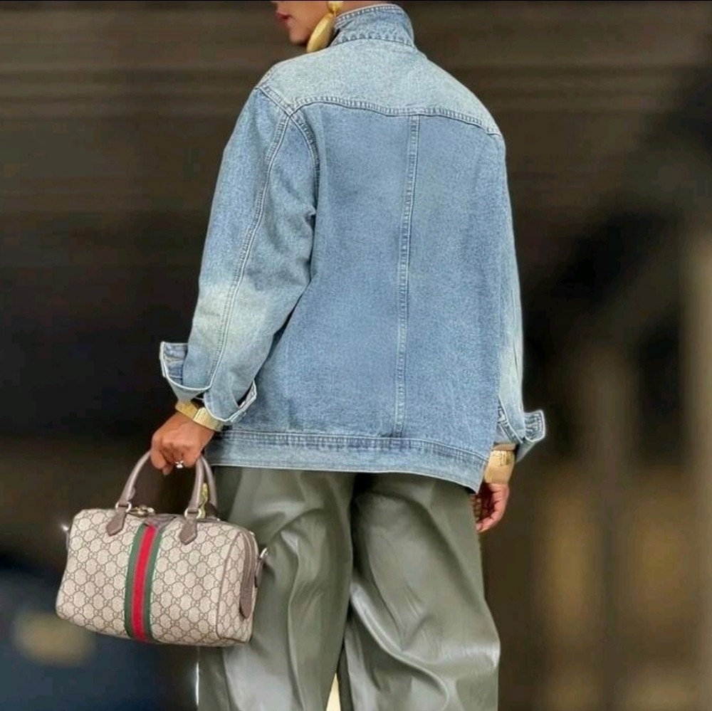 High Collar Denim Jacket - Picture 3 of 7